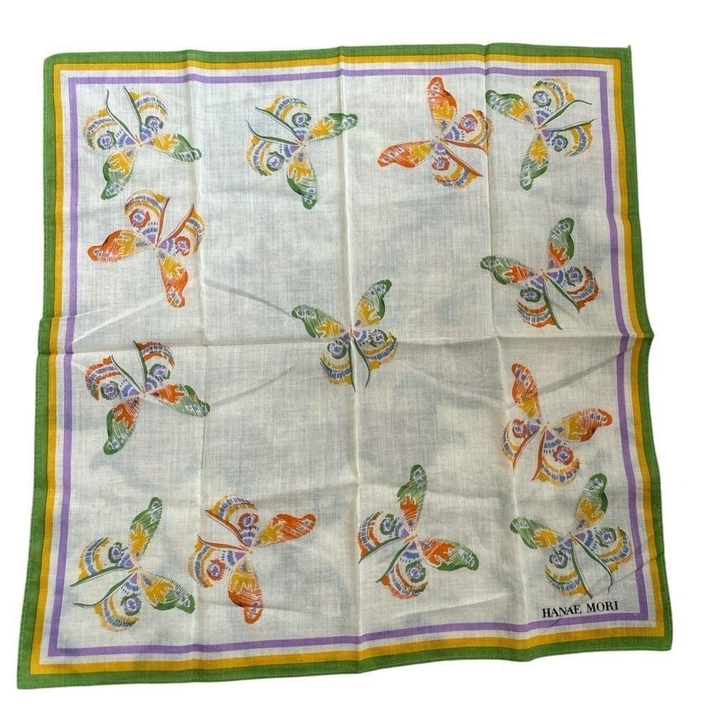 Hanae Mori Butterfly Print Handkerchief